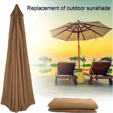 Parasol Replacement Cover 8 Ribs 3M Waterproof UV Resistant Replacement Fabric - Khaki