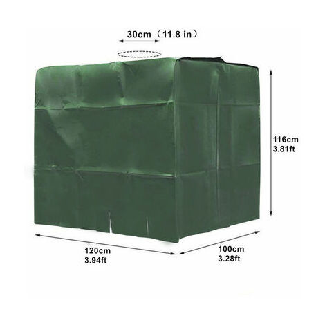 Water Tank Cover, IBC Tank Cover for 1000L Tank, Water Tank Container Protective Cover, Dustproof, UV Resistant, Rainproof, 120x100x116cm (Green)