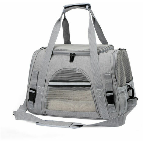 Cat Carrier Foldable Breathable Dog Cage with Adjustable Straps Dog Carrier Bag for Kitten Puppy Rabbit Gray (1/5)
