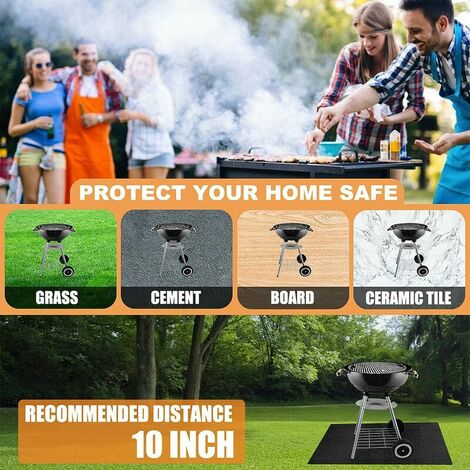 Fireproof fireplace mat - floor grill mat - grill mat - fire retardant fireplace front mat - floor protection for stove, fireplace, grill and grill 100 x 120 cm