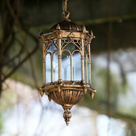Outdoor hanging lamp with chain pendant, ceiling lantern, balcony, terrace, garden, waterproof hanging lamp, ceiling light, chandelier, Christmas decorations, gift