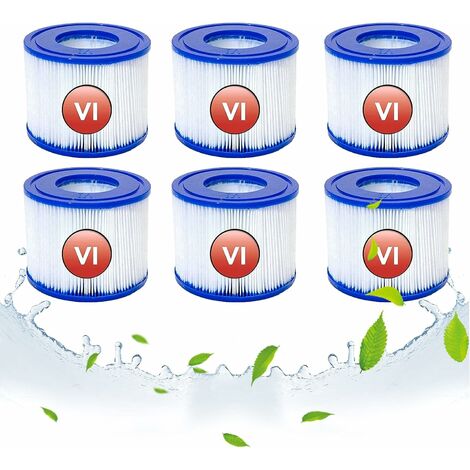 Replacement filter cartridges for Bestway VI, filter cartridge VI for Lay-Z-Spa Miami, for Vegas, for Monaco-Size, Jacuzzi filter, for Bestway 58323, 58239, 90352E (6 pieces) (1/5)