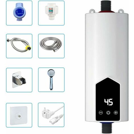 Mini Water Heater 5500W IPX4 Waterproof with LED Display and Shower Head, Thermostatic Water Heater for Bathroom and Kitchen.