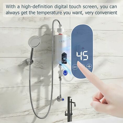 Mini Water Heater 5500W IPX4 Waterproof with LED Display and Shower Head, Thermostatic Water Heater for Bathroom and Kitchen.