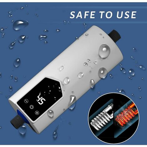 Mini Water Heater 5500W IPX4 Waterproof with LED Display and Shower Head, Thermostatic Water Heater for Bathroom and Kitchen.