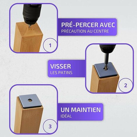 Teflon furniture gliders with screws │ 20 pieces │ Square │ 40 x 40 mm │ Floor protection │ PTFE gliders │ Teflon gliders