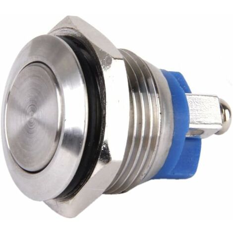 16mm Momentary Push Button Horn Switch for Doorbell Boat Car Waterproof Metal (Silver) (1/5)