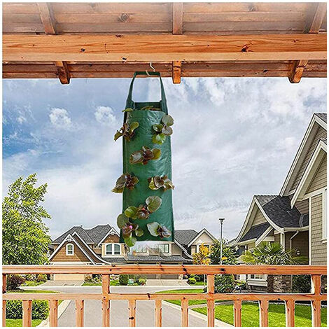 Strawberry Plant Bag, Hanging Strawberry Planter, Breathable Hanging Plant Bag with Multiple Holes, for Patio, Small Garden, Balcony 8 Holes,