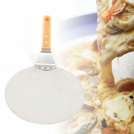 Stainless Steel Pizza Peel with Wooden Handle Round Pizza Peel 25.5cm for Cooking Pizza Bread Cake Cookies