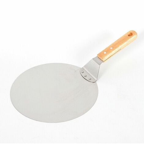 Stainless Steel Pizza Peel with Wooden Handle Round Pizza Peel 25.5cm for Cooking Pizza Bread Cake Cookies