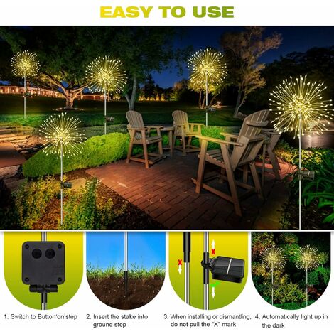 Solar Powered Firework LED Garden Lights - Waterproof, 150 LEDs, Color Changing Outdoor Decor