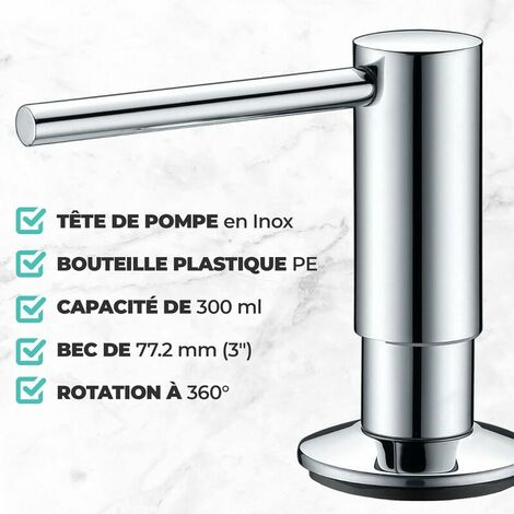 Mizzo Govaro Soap Dispenser with 360° Swivel Spout - Top Refillable Liquid Soap Dispenser for Kitchen Sink - Chrome Plated Stainless Steel Liquid Soap Dispenser 300ml (10oz) Cisea