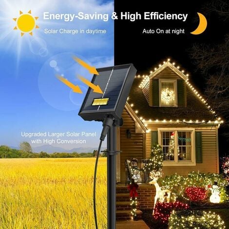 Outdoor Solar String Lights 30m 300 LED Remote Control with 8 Lighting Modes Waterproof Solar String Lights for Garden Patio Balcony Yard Christmas Tree Wedding Party