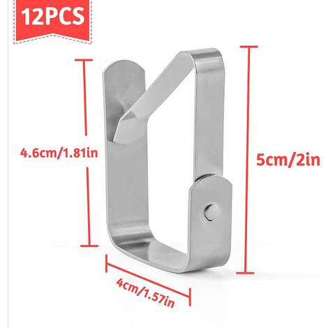Stainless Steel Tablecloth Clips, 12 Pack Adjustable Tablecloth Clips, Non-Slip Tablecloth Clips for Garden, Kitchen, Home, Restaurant, Picnic, Party, Wedding