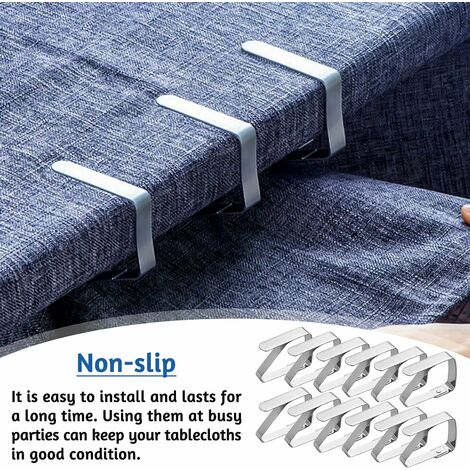 Stainless Steel Tablecloth Clips, 12 Pack Adjustable Tablecloth Clips, Non-Slip Tablecloth Clips for Garden, Kitchen, Home, Restaurant, Picnic, Party, Wedding