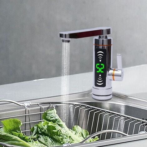 Electric Faucet Instantaneous Water Heater Stainless Steel Rotating Faucet with LED Digital Display Hot Water Faucet Bathroom Kitchen