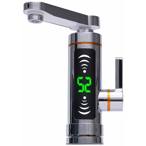 Electric Faucet Instantaneous Water Heater Stainless Steel Rotating Faucet with LED Digital Display Hot Water Faucet Bathroom Kitchen