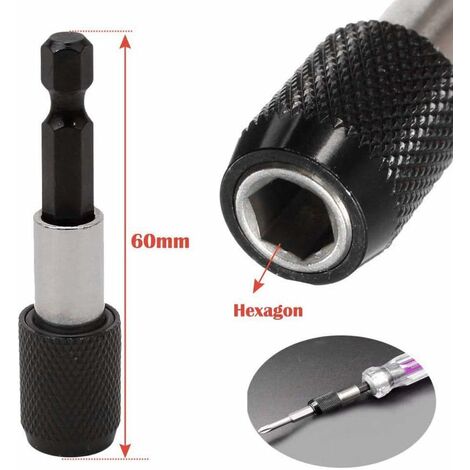 3pcs 6.35mm Hex Shank Magnetic Screwdriver Bit Holder Socket Screwdriver Bits for Quick Release Rod Length 60mm Chisea