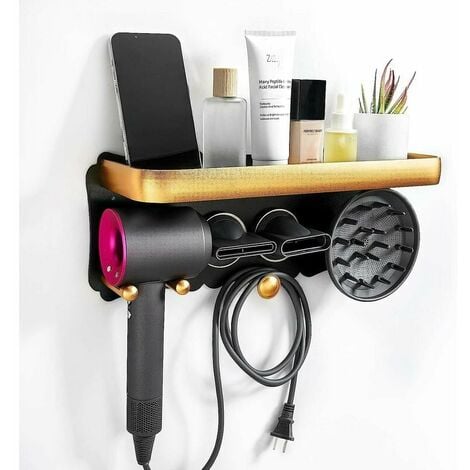 Hair Dryer Holder Large Metal Wall Mount for Dyson Hair Dryer Hair Dryer Holder and Accessories Supersonic Hair Dryer Holder Magnetic Metal Bracket Bathroom Wall Mount Cosmetic