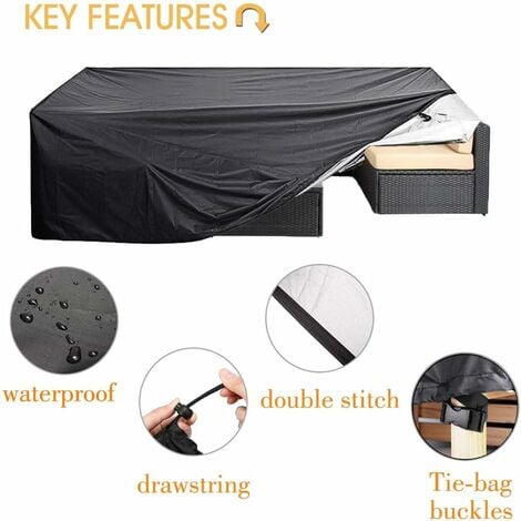 Patio Furniture Cover, Super Large Outdoor Furniture Cover, Table Chair Sofa Cover, Waterproof Dustproof Protective Cover, Anti-UV/Wind (315x160x74cm)