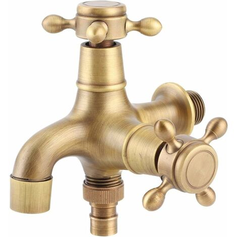 Washing Machine Faucet Faucet Outdoor Dual Use Faucet 1 Inlet 2 Outlet Faucet Copper Electroplating Washing Machine Faucet Waterproof Faucet for Bathroom Kitchen