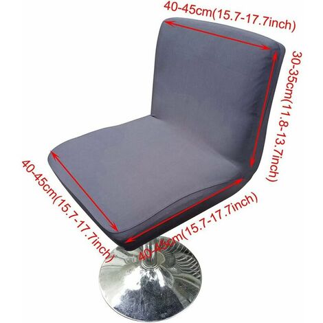 Set of 2 Dark Gray Bar Stool Covers with Stretch Back Cover for Short Swivel Dining Chair