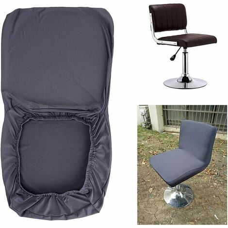 Set of 2 Dark Gray Bar Stool Covers with Stretch Back Cover for Short Swivel Dining Chair