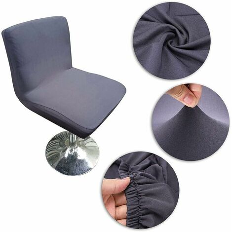 Set of 2 Dark Gray Bar Stool Covers with Stretch Back Cover for Short Swivel Dining Chair