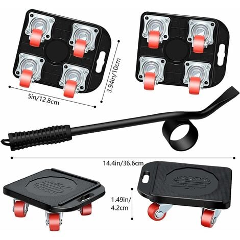 Piece Furniture Lift Mover Tool Set Pusher Heavy Duty Furniture Moving Roller Dray Heavy Duty Mover Lifter Device Floor Protector 360 Degree Rotating Pads Black Cisea