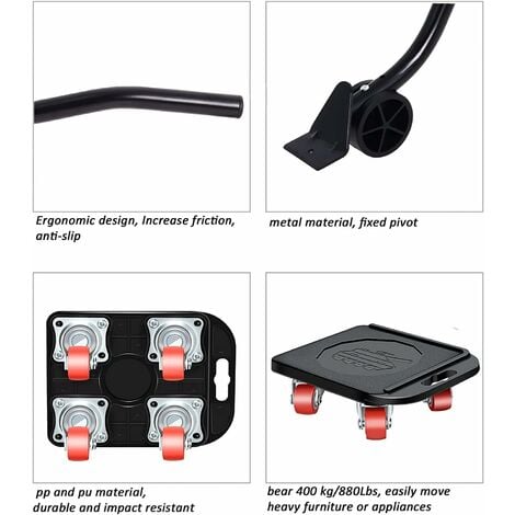 Piece Furniture Lift Mover Tool Set Pusher Heavy Duty Furniture Moving Roller Dray Heavy Duty Mover Lifter Device Floor Protector 360 Degree Rotating Pads Black Cisea