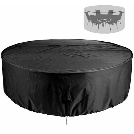 Round Garden Cover Protective Cover Round Garden Table Cover for Garden Table Waterproof and Windproof 210D Oxford Round Garden Table 130x71cm (1/5)