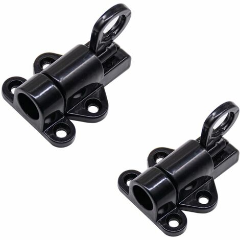 Door Bolt Pack of 2 Door Bolts Automatic Gate Lock Exterior Door Lock Window Bolt Spring Latch Black Aluminum Door Bolt with Screws KoleZy