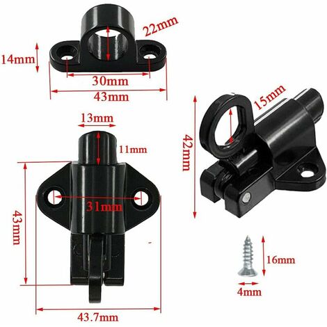 Door Bolt Pack of 2 Door Bolts Automatic Gate Lock Exterior Door Lock Window Bolt Spring Latch Black Aluminum Door Bolt with Screws KoleZy