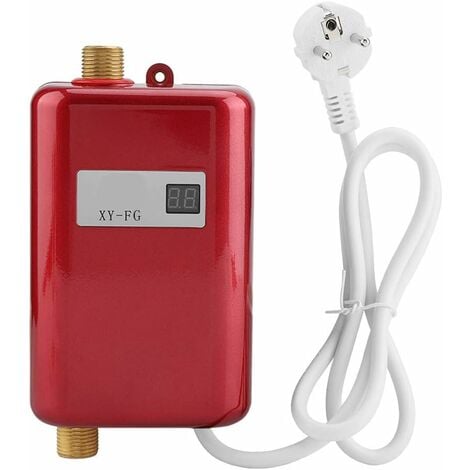 Electric Water Heater 220V 3800W Instant Water Heater Suitable for Converting Cold Water to Hot Water Adjustable Water Flow Temperature for Kitchen Bathroom (Red)