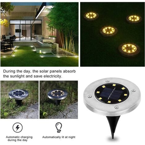 Outdoor Solar Garden Lights 8 LED Solar Floor Light Ground Spotlight Garden Decoration IP65 Waterproof Lawn Path Patio Outdoor 1 Piece