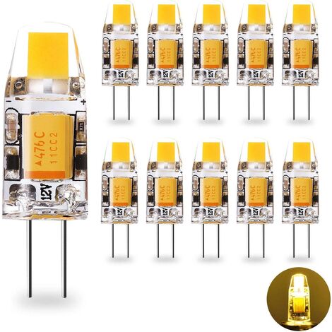 10 Pack G4 LED Light Bulbs, G4 COB Energy Saving Wall Light, 12V AC/DC G4 1.2W Equivalent to 10W G4 Halogen, Warm White 2700K, 360° Beam Angle