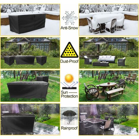Waterproof Cover 205 x 104 x 71cm Garden Furniture Cover Square Waterproof Tarpaulin Fabric Garden Table Waterproof Cover Wind Resistance Anti-UV Bache 420D Oxford