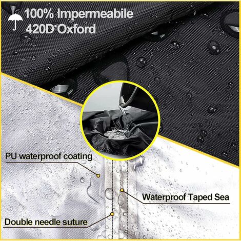 Waterproof Cover 205 x 104 x 71cm Garden Furniture Cover Square Waterproof Tarpaulin Fabric Garden Table Waterproof Cover Wind Resistance Anti-UV Bache 420D Oxford