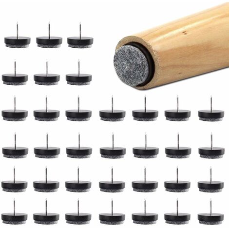 Pack of 48 nail furniture gliders, round gliding pads, diameter 24 mm, scratch-resistant floor, felt furniture gliders to protect tables, chairs, furniture legs (black) (1/5)