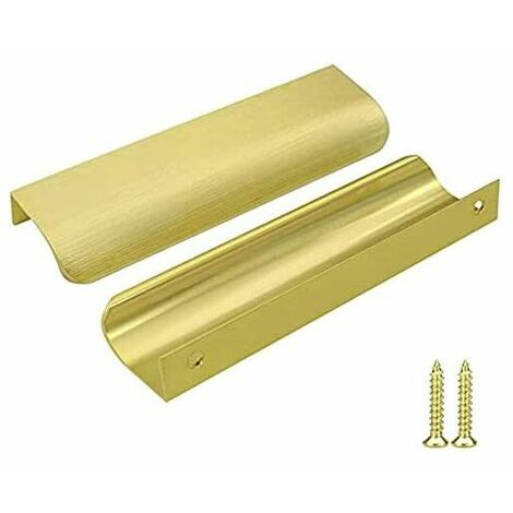 Set of 5 Gold Furniture Handles, Gold Kitchen Furniture Handle - Gold Profile Handle, Drawer Handle, Brushed Brass, Aluminum Alloy, Center Distance 128mm, Length 150mm