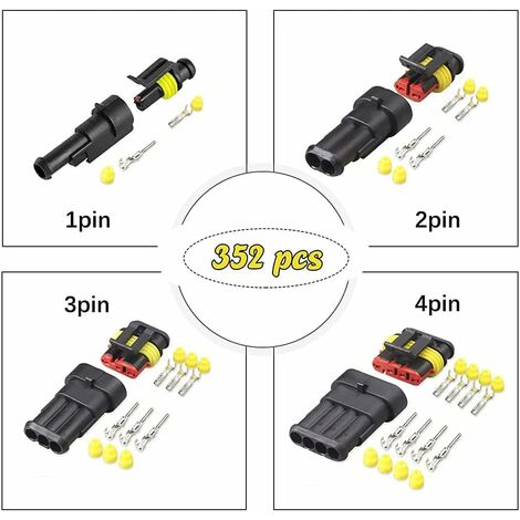 Electrical Wire Connectors Kit 15 Kits Super Seal Waterproof Electrical Connectors - 2, 3 &amp; 4 Pin Car Wire Plugs Wire Connector Kit