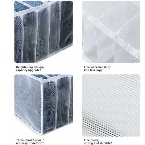 Pcs Foldable Mesh Storage Box Jeans Drawer Organizer Drawer Organizer Foldable Drawer Organizer 7 Grids for Storage Clothes Leggings T-Shirts Jeans