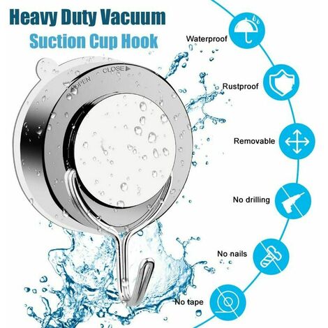 Vacuum Suction Cup Hooks, Bathroom Toilet Kitchen Suction Cup Hooks, Suction Wall Hooks, Powerful Towel Hooks, Shower Hooks, Stainless Steel (2)