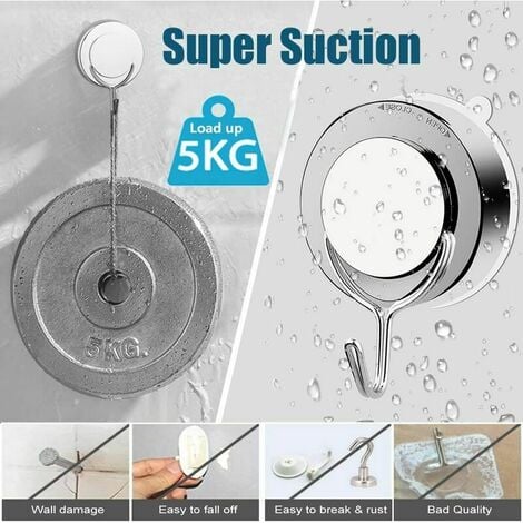 Vacuum Suction Cup Hooks, Bathroom Toilet Kitchen Suction Cup Hooks, Suction Wall Hooks, Powerful Towel Hooks, Shower Hooks, Stainless Steel (2)
