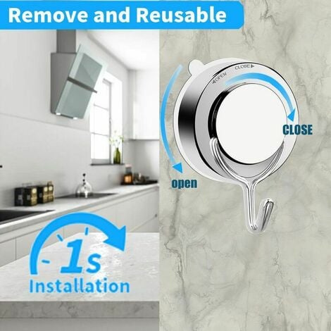 Vacuum Suction Cup Hooks, Bathroom Toilet Kitchen Suction Cup Hooks, Suction Wall Hooks, Powerful Towel Hooks, Shower Hooks, Stainless Steel (2)