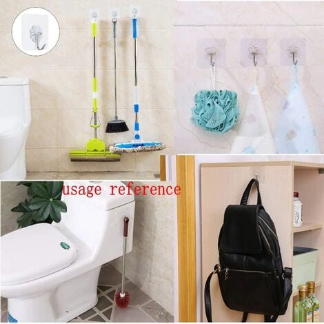 20 Waterproof Heavy Duty Self Adhesive Clear Hooks Heavy Duty 10kg Strong Sticky Plastic Hooks for Bedroom Bathroom Kitchen Wall Door Fridge Ceiling Light