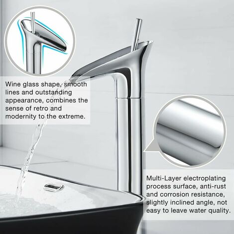 Bathroom Faucet, Waterfall Bathroom Faucet, Single Lever Sink, Chrome, Retro Single Lever Bathroom Mixer Tap, Brass Basin Faucet, Hand Sink Faucet, Basin Faucet