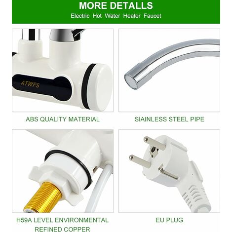 220V Electric Faucet with Water Heater LED Temperature Display 3000W Tankless Water Heater for Kitchen Bathroom Instant Hot Water (Low High)