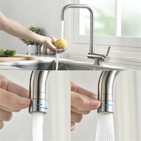 Under Window Pull Down Kitchen Faucet with 180° Foldable and 360° Rotating Kitchen Mixer Tap, Cold and Hot Available, 304 Stainless Steel - Stainless Steel