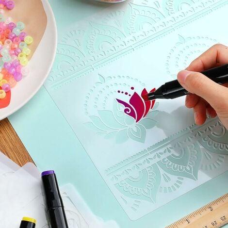12 Pcs Large Mandala Stencils Reusable Mandala Painting Templates 8.5" x 11.5" Floral Pattern Stencil Mandala Drawing Stencil for DIY Wall Tile Furniture Canvas Outdoor Indoor Decoration